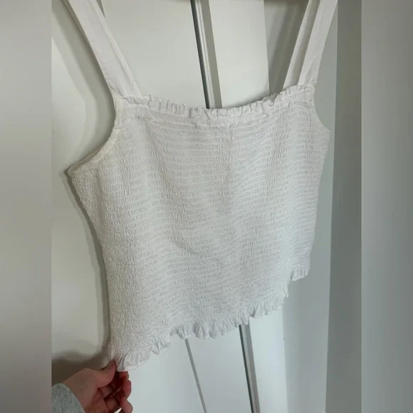 Madewell Lucie Smocked Tank Top Eyelet White Large - Picture 2 of 12